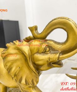 Đôi Voi Rừng Bằng Đồng Phong Thủy Ngang 28cm Cao 24cm