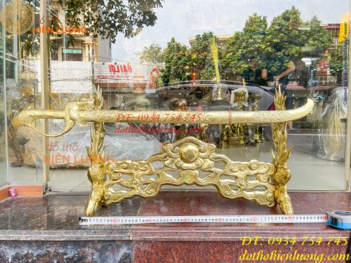 Giá Đỡ Kiếm Bằng Đồng Hoa Văn Rồng Nổi Cực Đẹp