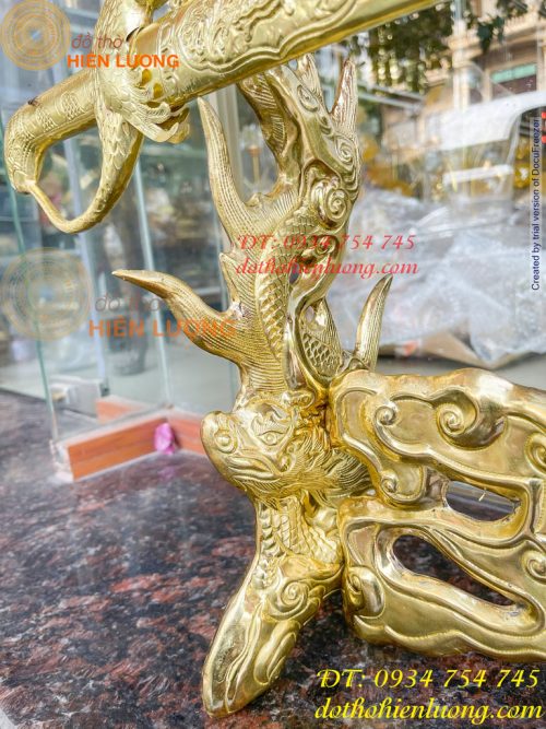 Giá Đỡ Kiếm Bằng Đồng Hoa Văn Rồng Nổi Cực Đẹp