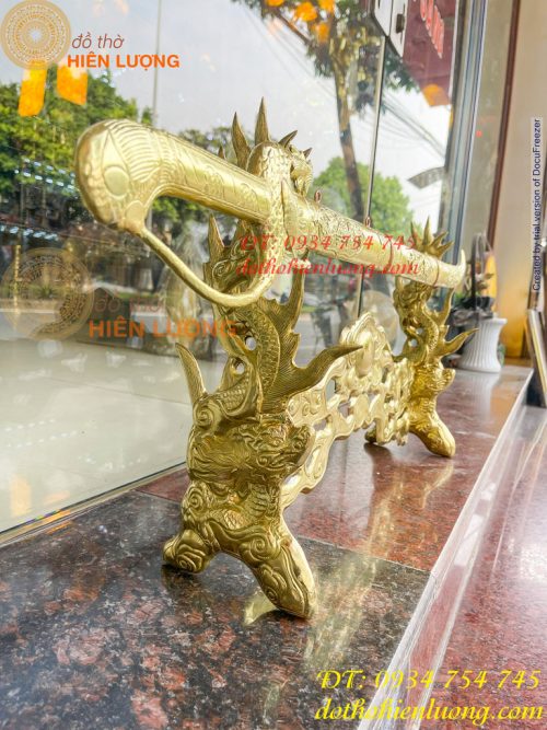 Giá Đỡ Kiếm Bằng Đồng Hoa Văn Rồng Nổi Cực Đẹp