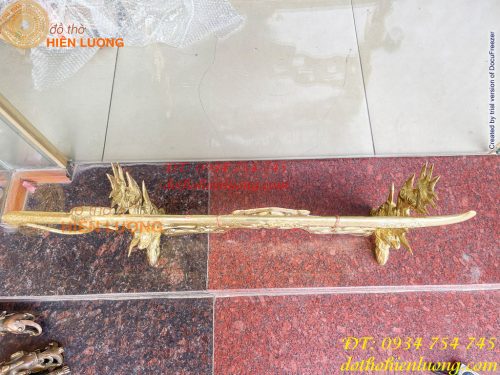 Giá Đỡ Kiếm Bằng Đồng Hoa Văn Rồng Nổi Cực Đẹp