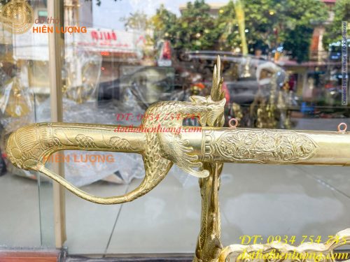 Giá Đỡ Kiếm Bằng Đồng Hoa Văn Rồng Nổi Cực Đẹp