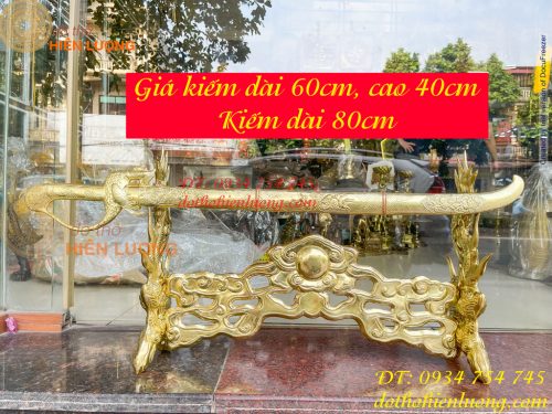 Giá Đỡ Kiếm Bằng Đồng Hoa Văn Rồng Nổi Cực Đẹp