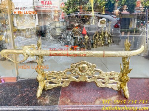 Giá Đỡ Kiếm Bằng Đồng Hoa Văn Rồng Nổi Cực Đẹp