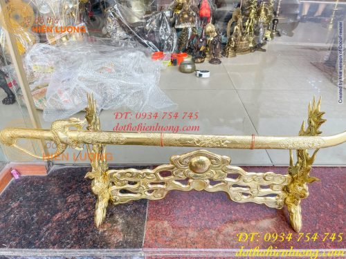 Giá Đỡ Kiếm Bằng Đồng Hoa Văn Rồng Nổi Cực Đẹp