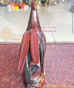 Tượng Gà Trống Bằng Đồng Vẽ Màu Ngũ Sắc Đứng Bao Tiền Cao 30cm