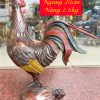 Tượng Gà Trống Bằng Đồng Vẽ Màu Ngũ Sắc Đứng Bao Tiền Cao 30cm