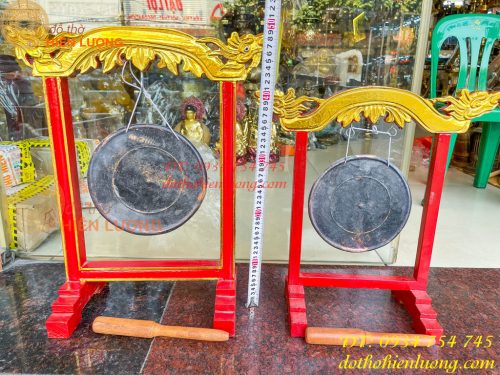 Kẻng Bằng Đồng Đỏ Đúc Đường Kính 18cm và 20cm Kèm Giá, Dùi