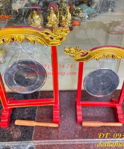 Kẻng Bằng Đồng Đỏ Đúc Đường Kính 18cm và 20cm Kèm Giá, Dùi