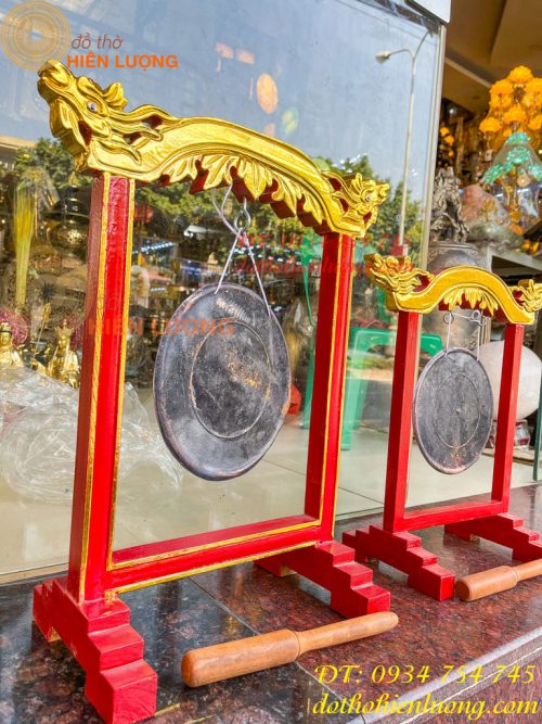Kẻng Bằng Đồng Đỏ Đúc Đường Kính 18cm và 20cm Kèm Giá, Dùi