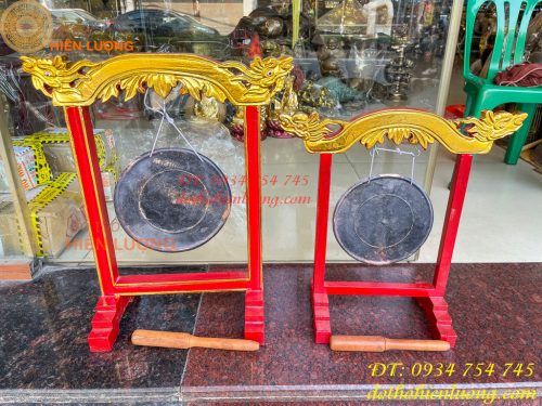 Kẻng Bằng Đồng Đỏ Đúc Đường Kính 18cm và 20cm Kèm Giá, Dùi