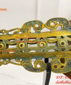 Kiếm Đồng Màu Xanh Giả Cổ Có Vỏ, Chuôi Kiếm Hình Người Dài 63cm