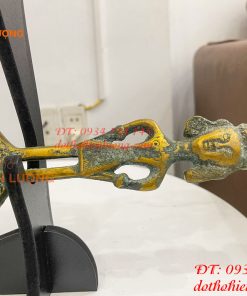 Kiếm Đồng Màu Xanh Giả Cổ Có Vỏ, Chuôi Kiếm Hình Người Dài 63cm