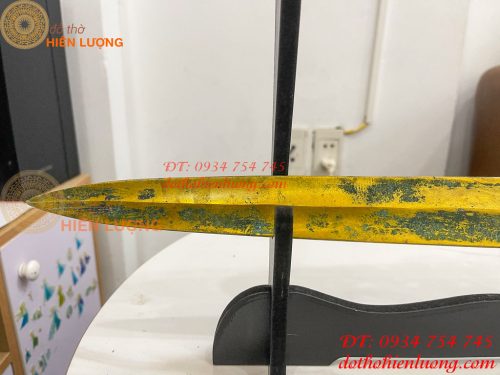 Kiếm Đồng Màu Xanh Giả Cổ Có Vỏ, Chuôi Kiếm Hình Người Dài 63cm