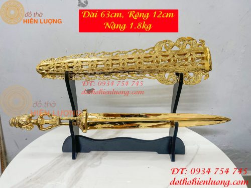 Kiếm Bằng Đồng Dài 63cm Mạ Vàng 24K Trừ Ma Diệt Quỷ