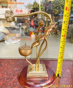 Lư xông trầm hoa sen bằng đồng đúc cao 30cm