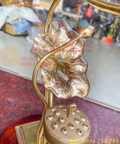 Lư xông trầm hoa sen bằng đồng đúc cao 30cm