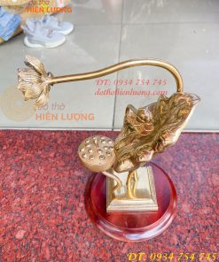 Lư xông trầm hoa sen bằng đồng đúc cao 30cm