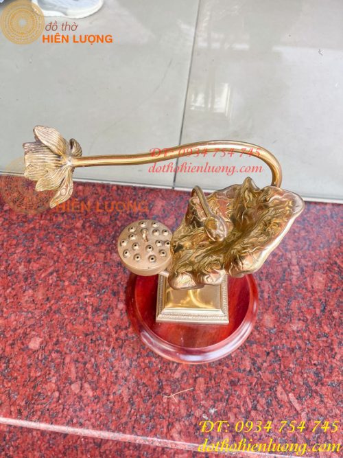 Lư xông trầm hoa sen bằng đồng đúc cao 30cm