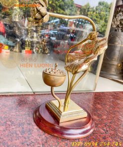 Lư xông trầm hoa sen bằng đồng đúc cao 30cm