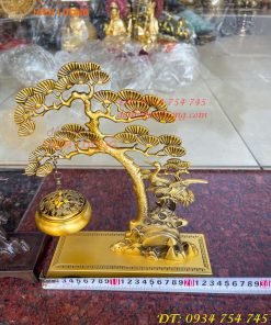 Lư xông trầm treo cây tùng hạc bằng đồng cao 29cm
