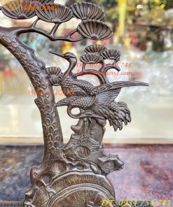 Lư xông trầm treo cây tùng hạc bằng đồng cao 29cm
