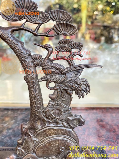 Lư xông trầm treo cây tùng hạc bằng đồng cao 29cm