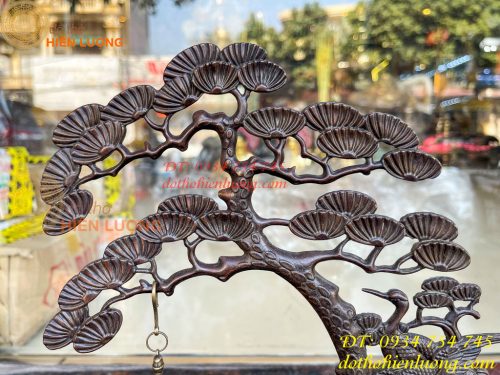 Lư xông trầm treo cây tùng hạc bằng đồng cao 29cm