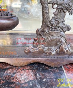 Lư xông trầm treo cây tùng hạc bằng đồng cao 29cm