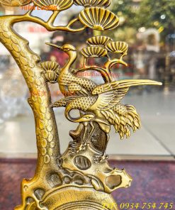 Lư xông trầm treo cây tùng hạc bằng đồng cao 29cm