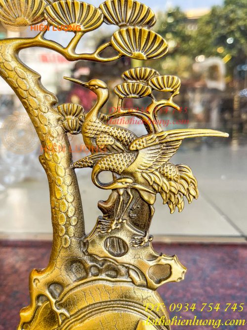Lư xông trầm treo cây tùng hạc bằng đồng cao 29cm