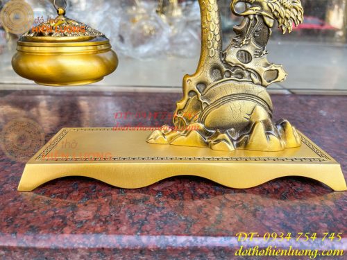 Lư xông trầm treo cây tùng hạc bằng đồng cao 29cm