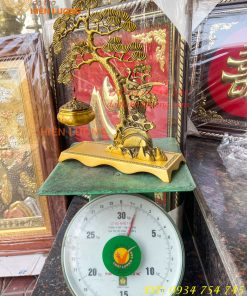 Lư xông trầm treo cây tùng hạc bằng đồng cao 29cm