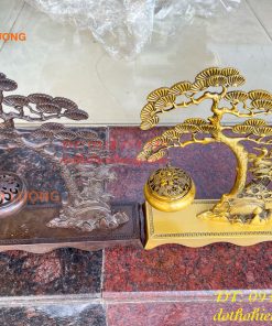 Lư xông trầm treo cây tùng hạc bằng đồng cao 29cm