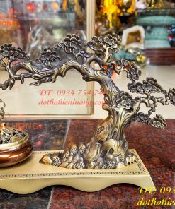 Lư Xông Trầm Treo Cây Tùng Cao 20cm Bằng Đồng
