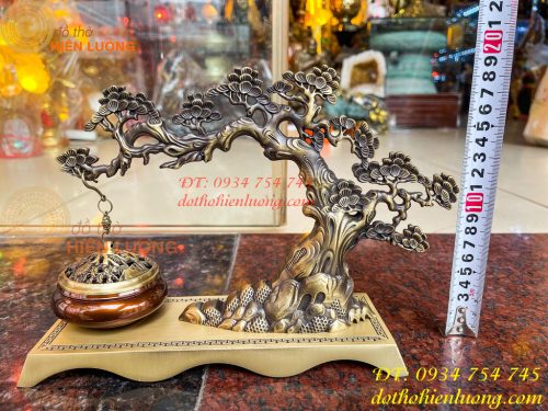 Lư Xông Trầm Treo Cây Tùng Cao 20cm Bằng Đồng