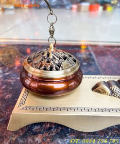 Lư Xông Trầm Treo Cây Tùng Cao 20cm Bằng Đồng