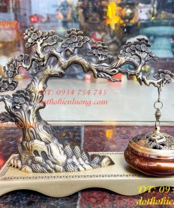 Lư Xông Trầm Treo Cây Tùng Cao 20cm Bằng Đồng