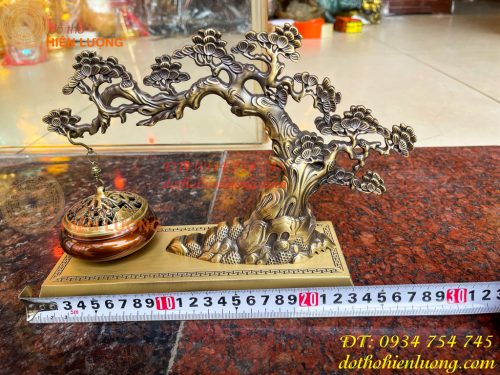 Lư Xông Trầm Treo Cây Tùng Cao 20cm Bằng Đồng