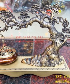 Lư Xông Trầm Treo Cây Tùng Cao 20cm Bằng Đồng
