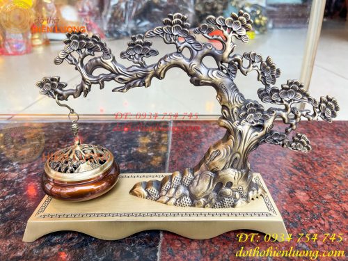 Lư Xông Trầm Treo Cây Tùng Cao 20cm Bằng Đồng