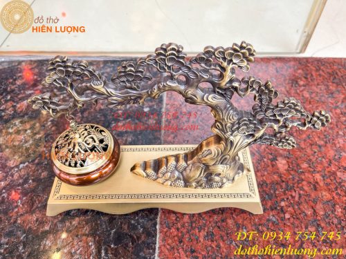 Lư Xông Trầm Treo Cây Tùng Cao 20cm Bằng Đồng