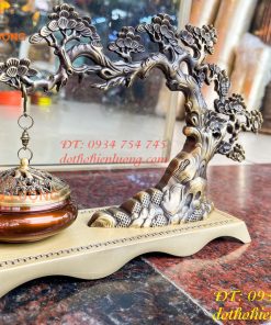 Lư Xông Trầm Treo Cây Tùng Cao 20cm Bằng Đồng