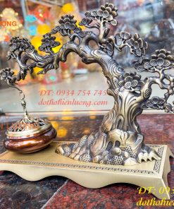 Lư Xông Trầm Treo Cây Tùng Cao 20cm Bằng Đồng