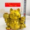 Tượng mèo thần tài bằng đồng phong thủy (DxRxC: 15x11x15cm)