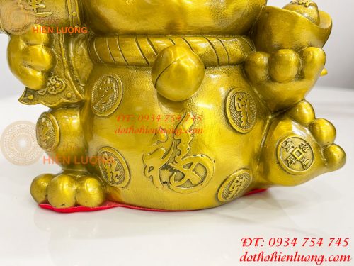 Tượng mèo thần tài bằng đồng phong thủy (DxRxC: 15x11x15cm)