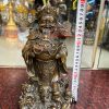 Tượng ông thần tiền đứng cửu long bằng đồng hun cao 30cm