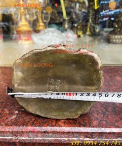 Tượng ông thần tiền đứng cửu long bằng đồng hun cao 30cm