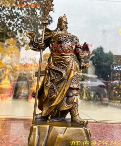 Tượng Quan Công Cao 35cm Bằng Đồng Đứng Trấn Ải Nặng 5kg