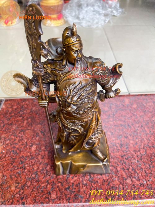 Tượng Quan Công Cao 35cm Bằng Đồng Đứng Trấn Ải Nặng 5kg